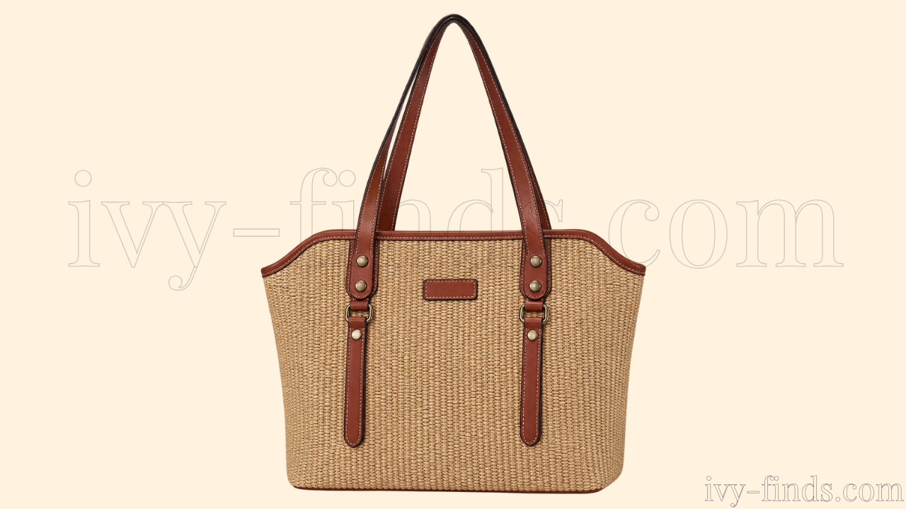 Straw & Vegan Leather Tote