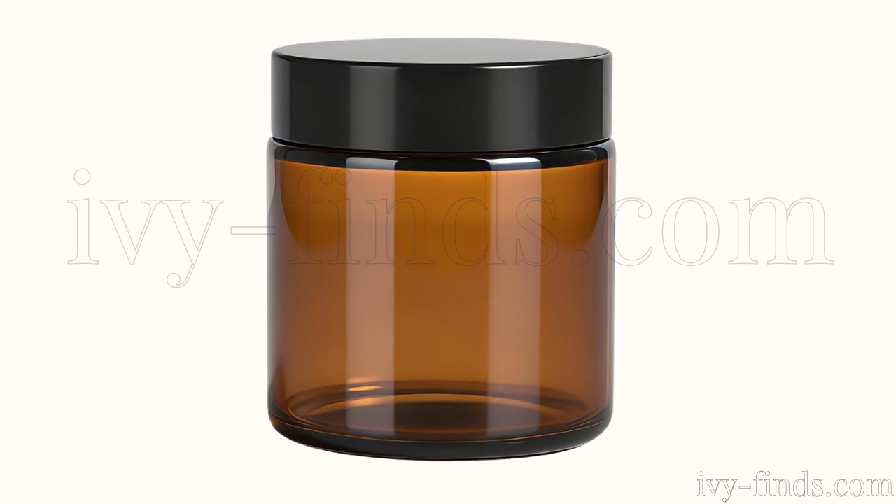 Amber Glass Cosmetic Jars with Lids