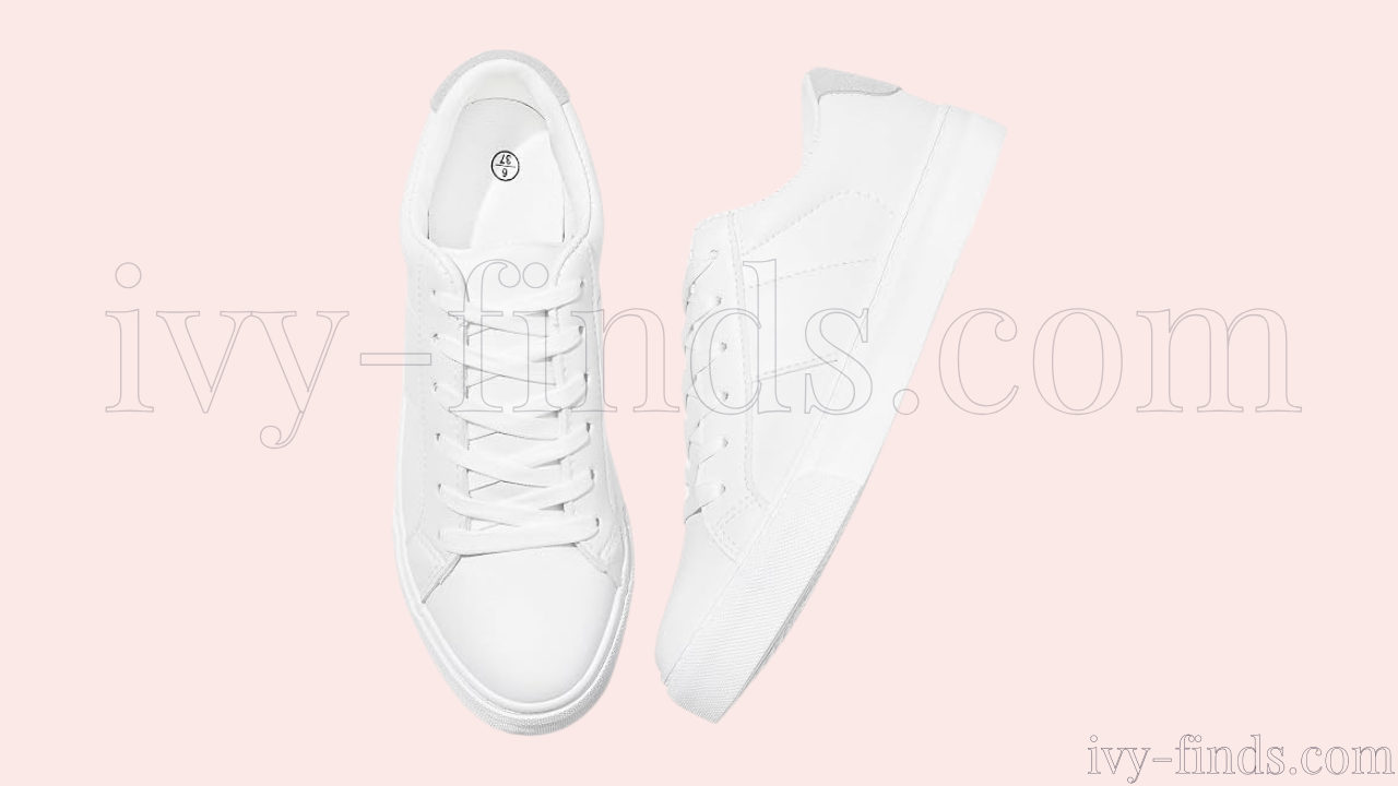 Adokoo White PU Leather Low-Top Sneakers