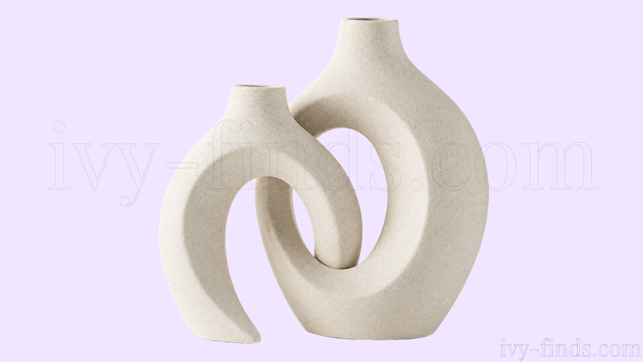 Levvohd Snuggle Hollow Ceramic Vase Set — 2 Piece