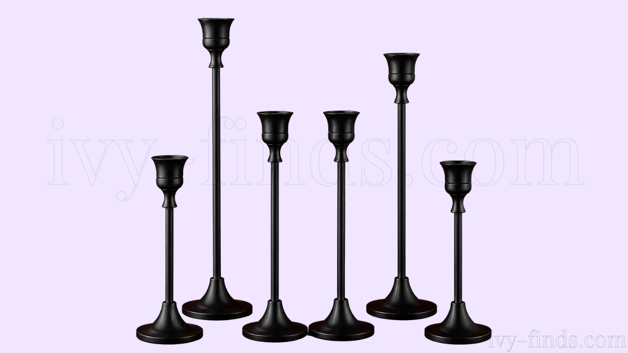 BEZURA Black Taper Candle Holders — 6 Piece Set