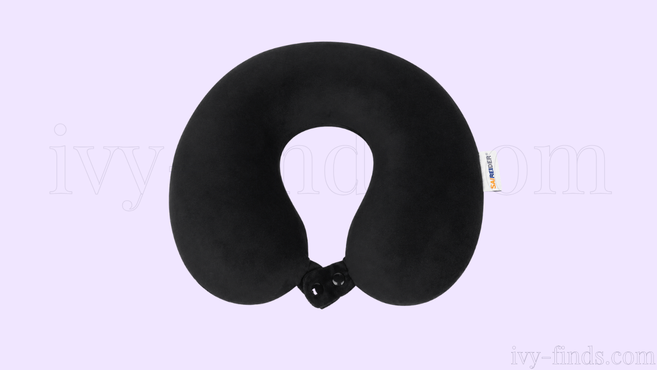SAIREIDER Memory Foam Travel Neck Pillow — Black