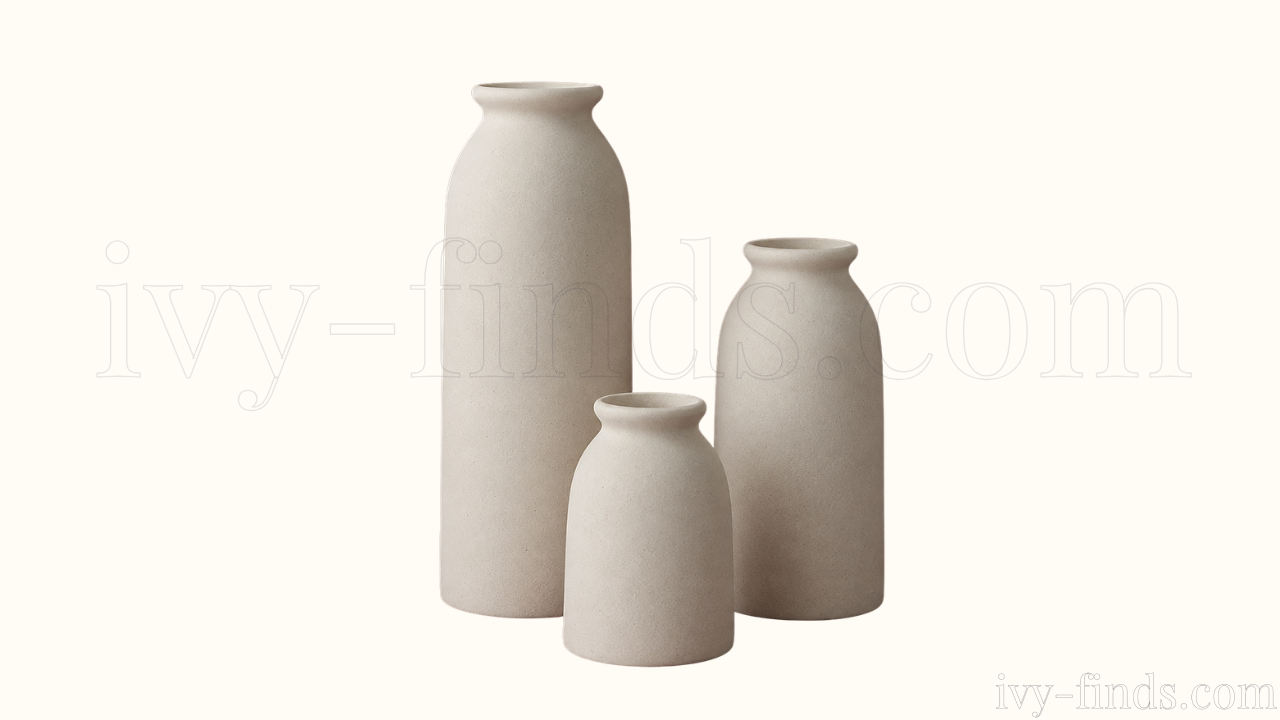 Ceramic Flower Vase Set — 3 Piece Beige Collection